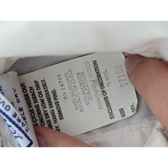 Vintage Nana's Pet Smocked Lace Collar Dress Size 12 Months Blue White Ducks - Picture 9 of 12